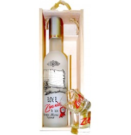 Водка Loel, "Zivania" de Luxe, wooden box with 2 glasses, 0.5 л