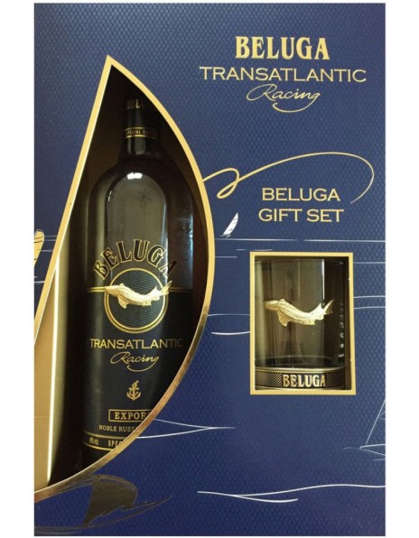 Водка "Белуга" Трансатлантик Рейсинг, в подарочной коробке со стаканом Рокс, 0.7 л