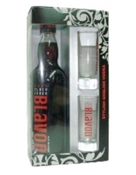 Водка "Blavod" Black, gift box with 2 glasses, 0.5 л