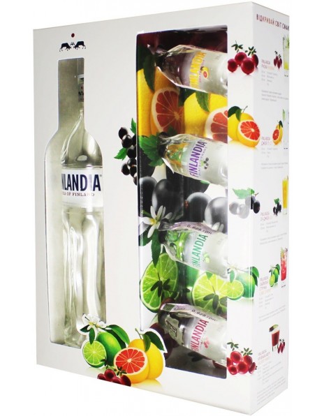 Водка "Finlandia" &amp; 4 Minis (Cranberry, Lime, Blackcurrant, Grapefruit), gift box, 0.7 л